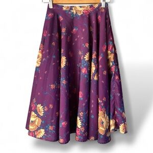 Modcloth women’s floral midi Skirt boho colorful lined pockets